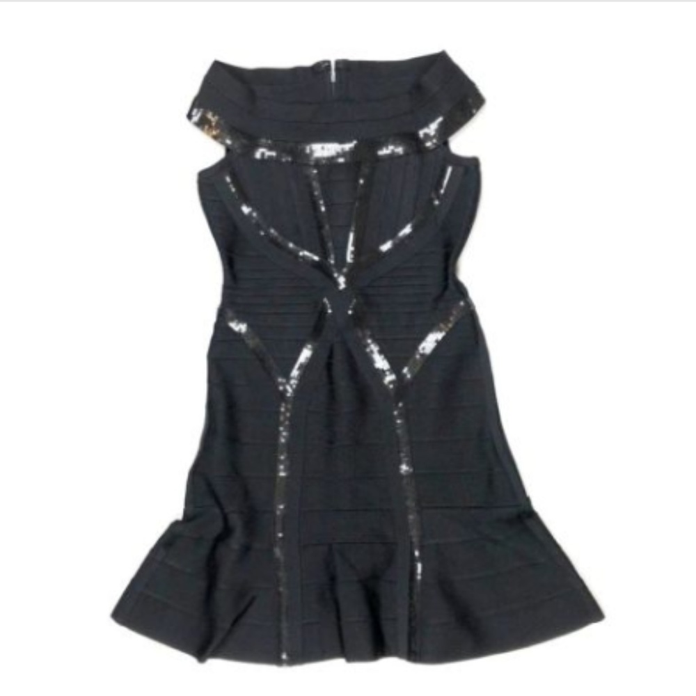 Herve Leger XS Mikaela $1690 Sequin ALine Dress - Picture 4 of 7